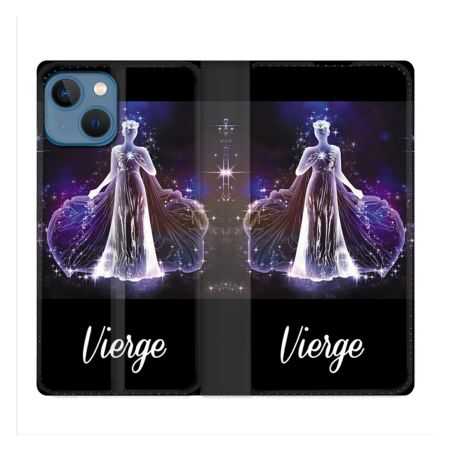 Housse Cuir Portefeuille Pour Iphone 14 (6.1) Signe Zodiaque 2 Vierge