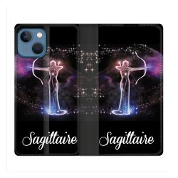 Housse Cuir Portefeuille Pour Iphone 14 (6.1) Signe Zodiaque 2 Sagittaire