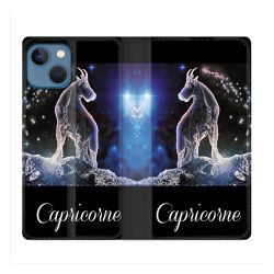 Housse Cuir Portefeuille Pour Iphone 14 (6.1) Signe Zodiaque 2 Capricorne