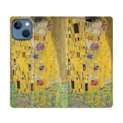 Housse Cuir Portefeuille Pour Iphone 14 (6.1) Peinture Le Baiser