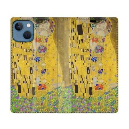 Housse Cuir Portefeuille Pour Iphone 14 (6.1) Peinture Le Baiser