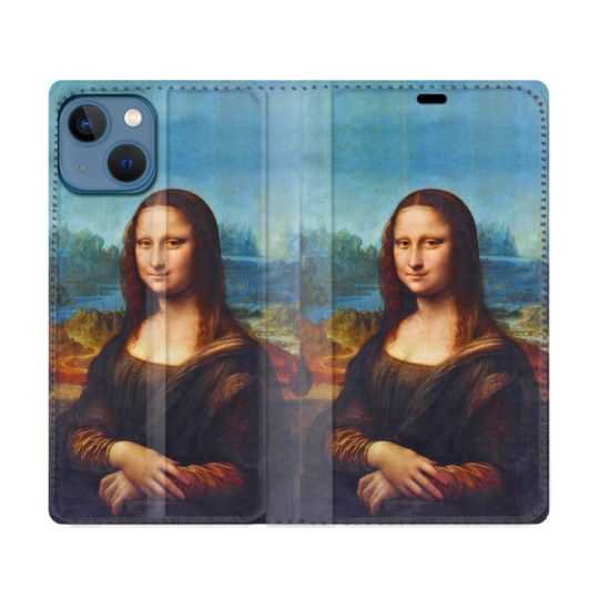 Housse Cuir Portefeuille Pour Iphone 14 (6.1) Peinture Joconde