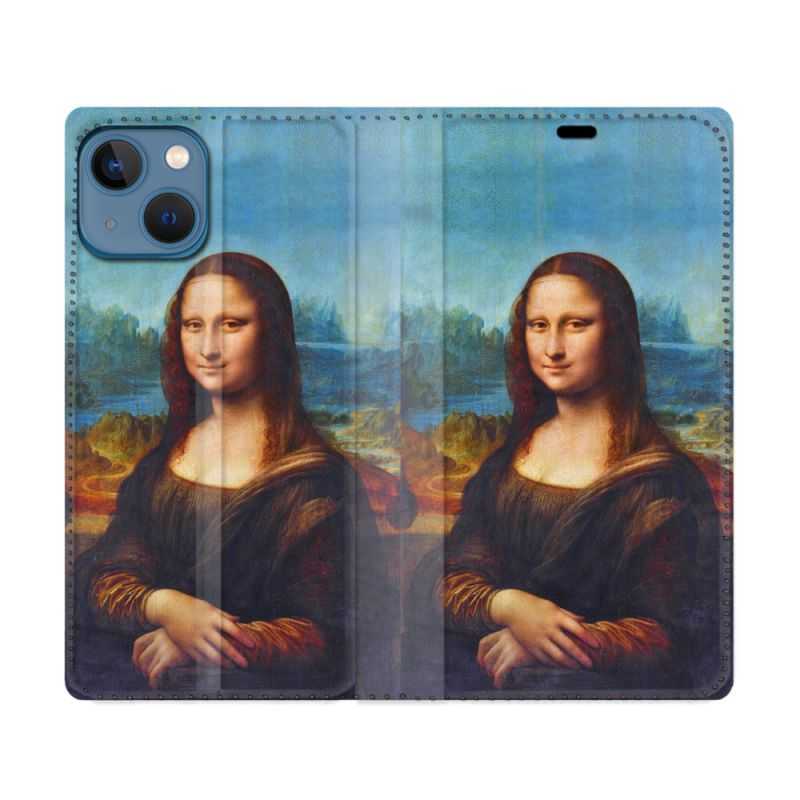 Housse Cuir Portefeuille Pour Iphone 14 (6.1) Peinture Joconde