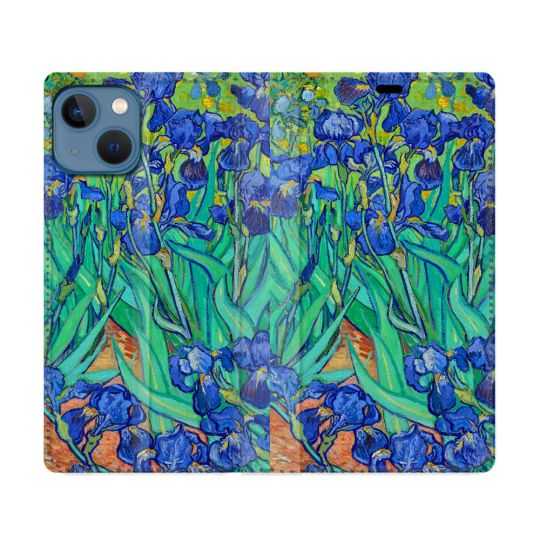 Housse Cuir Portefeuille Pour Iphone 14 (6.1) Peinture Iris