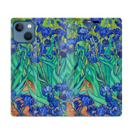 Housse Cuir Portefeuille Pour Iphone 14 (6.1) Peinture Iris