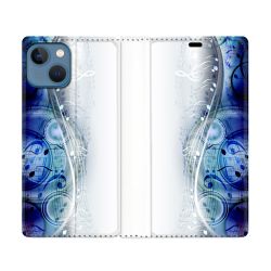 Housse Cuir Portefeuille Pour Iphone 14 (6.1) Musique Partition Vague