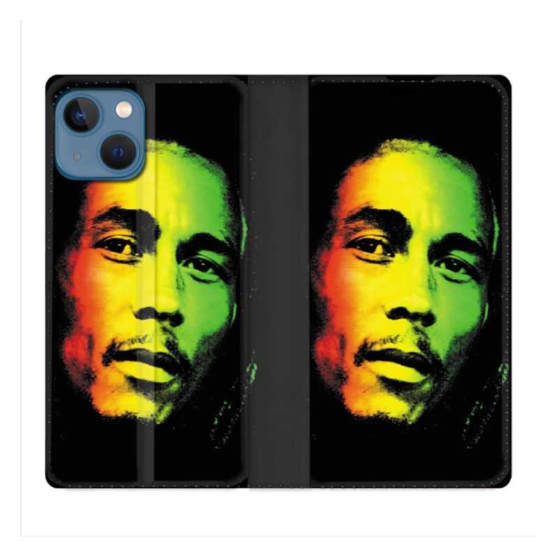 Housse Cuir Portefeuille Pour Iphone 14 (6.1) Musique Bob Marley 2
