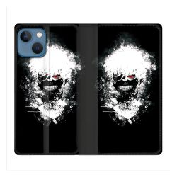 Housse Cuir Portefeuille Pour Iphone 14 (6.1) Manga Tokyo Ghoul Kaneki Tag