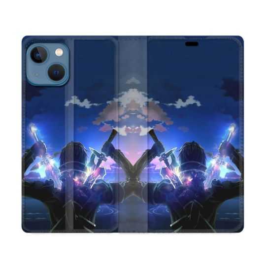 Housse Cuir Portefeuille Pour Iphone 14 (6.1) Manga SAO sword Art Online Epee