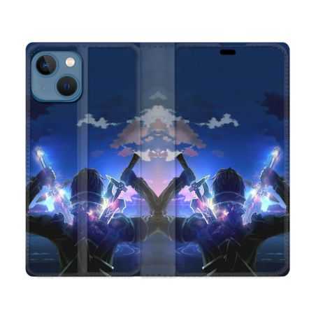 Housse Cuir Portefeuille Pour Iphone 14 (6.1) Manga SAO sword Art Online Epee