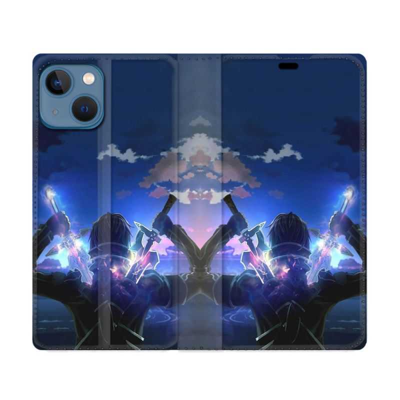 Housse Cuir Portefeuille Pour Iphone 14 (6.1) Manga SAO sword Art Online Epee