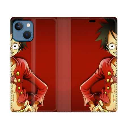 Housse Cuir Portefeuille Pour Iphone 14 (6.1) Manga One Piece Luffy