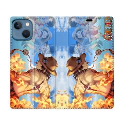 Housse Cuir Portefeuille Pour Iphone 14 (6.1) Manga One Piece Ace Color