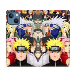 Housse Cuir Portefeuille Pour Iphone 14 (6.1) Manga Naruto Team