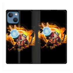 Housse Cuir Portefeuille Pour Iphone 14 (6.1) Manga Naruto Noir