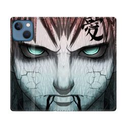 Housse Cuir Portefeuille Pour Iphone 14 (6.1) Manga Naruto Gaara