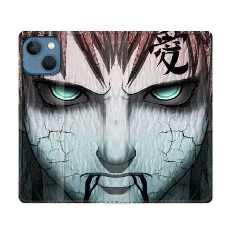 Housse Cuir Portefeuille Pour Iphone 14 (6.1) Manga Naruto Gaara