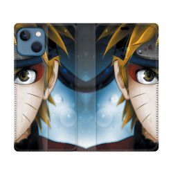 Housse Cuir Portefeuille Pour Iphone 14 (6.1) Manga Naruto Blanc