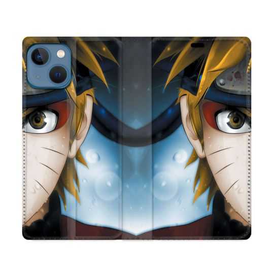 Housse Cuir Portefeuille Pour Iphone 14 (6.1) Manga Naruto Blanc