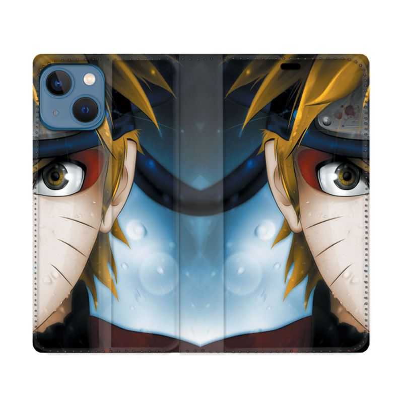 Housse Cuir Portefeuille Pour Iphone 14 (6.1) Manga Naruto Blanc