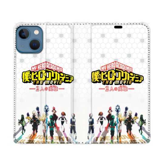 Housse Cuir Portefeuille Pour Iphone 14 (6.1) Manga My Hero Academia Blanc