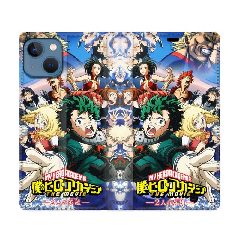 Housse Cuir Portefeuille Pour Iphone 14 (6.1) Manga My Hero Academia Affiche