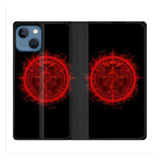 Housse Cuir Portefeuille Pour Iphone 14 (6.1) Manga Fullmetal Alchemist Logo