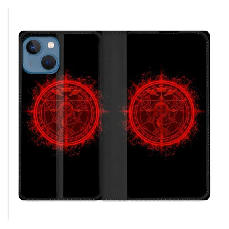 Housse Cuir Portefeuille Pour Iphone 14 (6.1) Manga Fullmetal Alchemist Logo