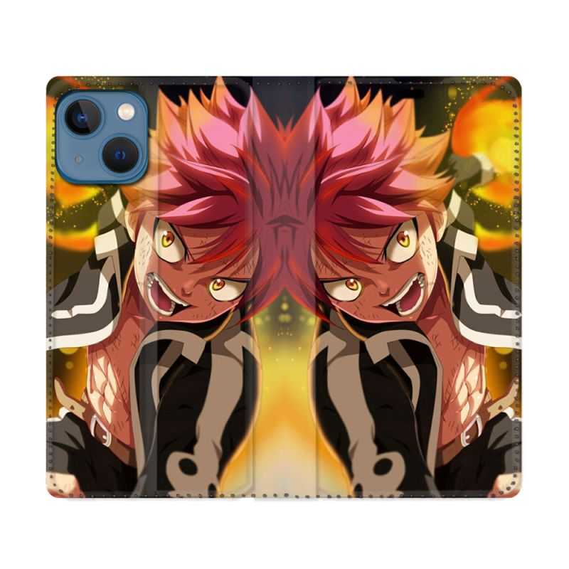 Housse Cuir Portefeuille Pour Iphone 14 (6.1) Manga Fairy Tail Natsu