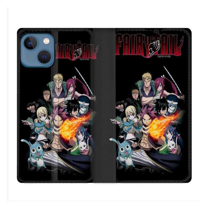 Housse Cuir Portefeuille Pour Iphone 14 (6.1) Manga Fairy Tail Logo Team
