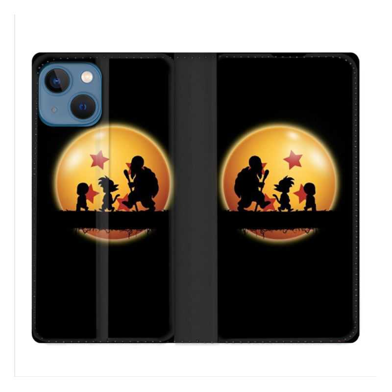 Housse Cuir Portefeuille Pour Iphone 14 (6.1) Manga Dragon Ball Vintage