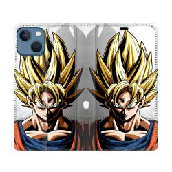 Housse Cuir Portefeuille Pour Iphone 14 (6.1) Manga Dragon Ball Sangoku Portrait