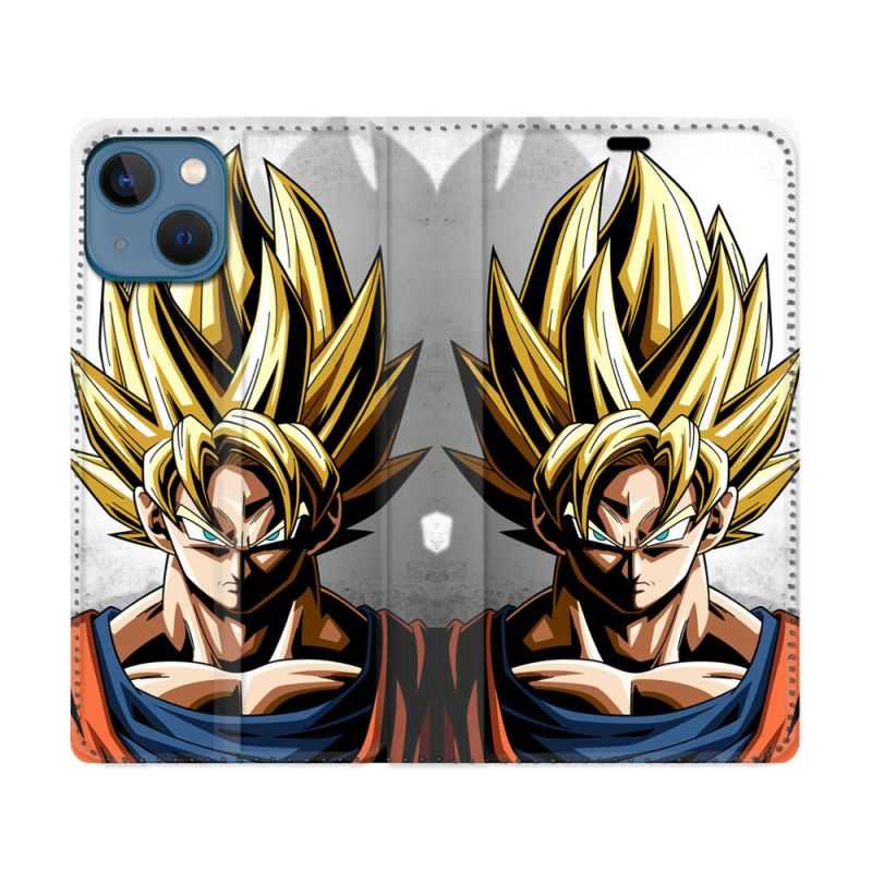 Housse Cuir Portefeuille Pour Iphone 14 (6.1) Manga Dragon Ball Sangoku Portrait