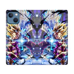 Housse Cuir Portefeuille Pour Iphone 14 (6.1) Manga Dragon Ball Sangohan Duo