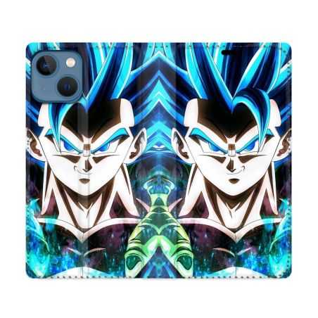 Housse Cuir Portefeuille Pour Iphone 14 (6.1) Manga Dragon Ball Gogeta Visage