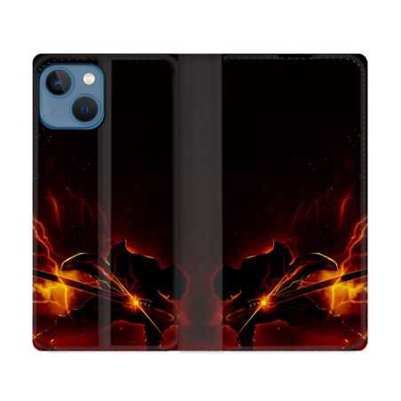 Housse Cuir Portefeuille Pour Iphone 14 (6.1) Manga Demon Slayer Electric