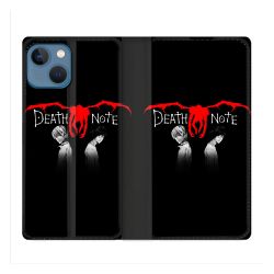 Housse Cuir Portefeuille Pour Iphone 14 (6.1) Manga Death Note Noir