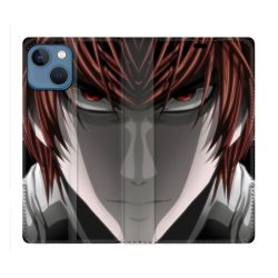 Housse Cuir Portefeuille Pour Iphone 14 (6.1) Manga Death Note Kira