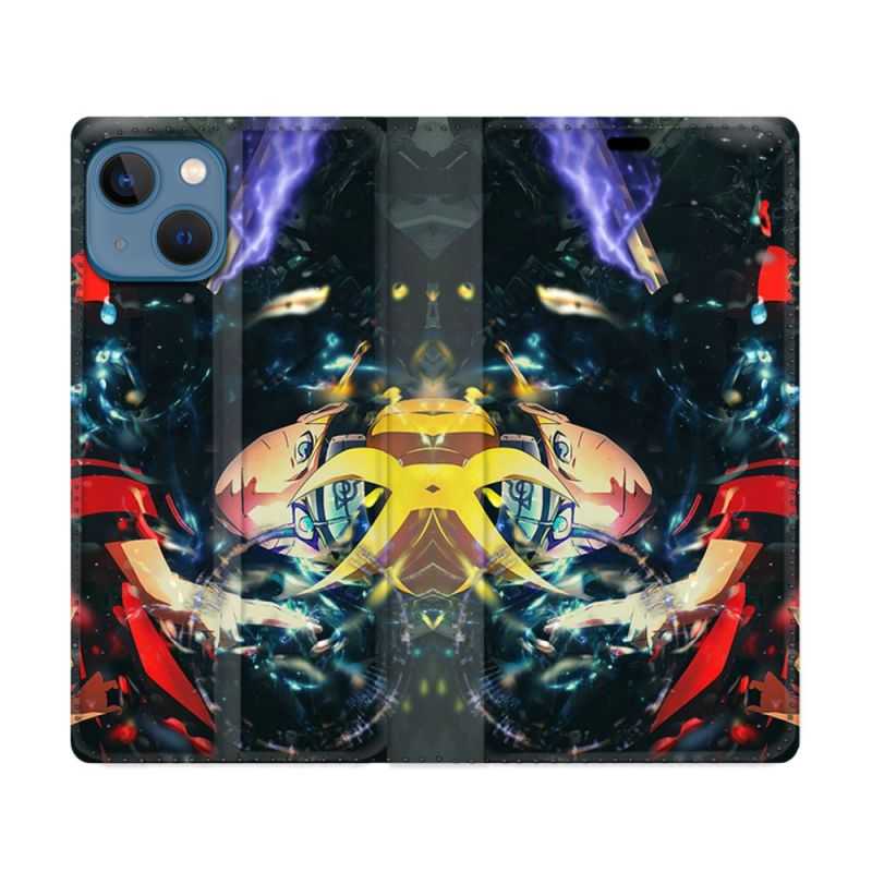 Housse Cuir Portefeuille Pour Iphone 14 (6.1) Manga Boruto Eclair