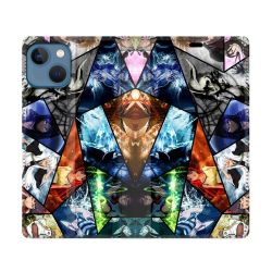 Housse Cuir Portefeuille Pour Iphone 14 (6.1) Manga Bleach Pele Mele