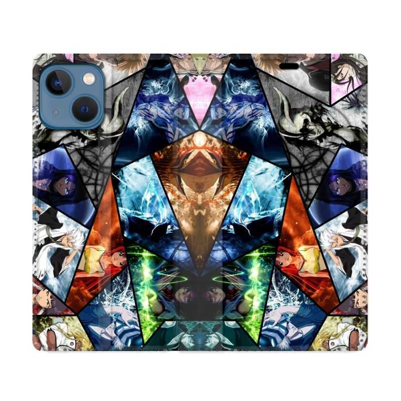 Housse Cuir Portefeuille Pour Iphone 14 (6.1) Manga Bleach Pele Mele