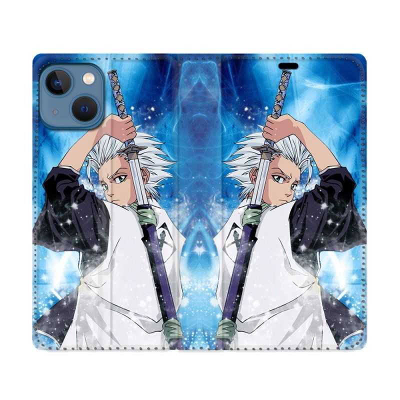 Housse Cuir Portefeuille Pour Iphone 14 (6.1) Manga Bleach Hitsugaya