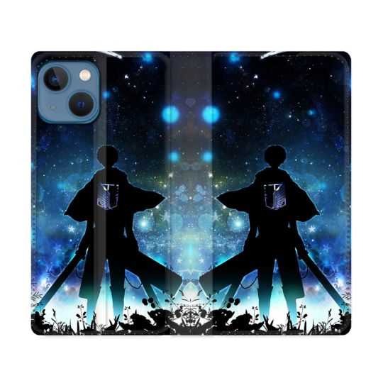 Housse Cuir Portefeuille Pour Iphone 14 (6.1) Manga Attaque Titans Levi