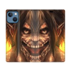 Housse Cuir Portefeuille Pour Iphone 14 (6.1) Manga Attaque Titans Eren Titan
