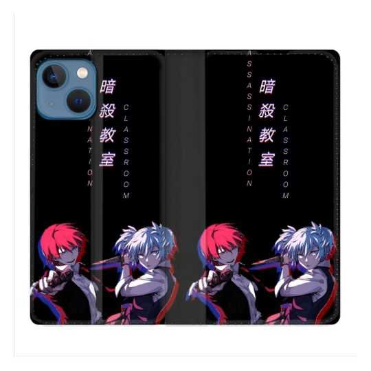 Housse Cuir Portefeuille Pour Iphone 14 (6.1) Manga Assassination Classroom Duo