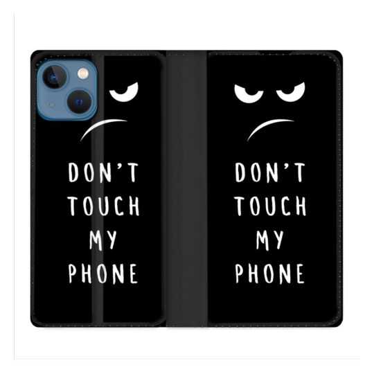 Housse Cuir Portefeuille Pour Iphone 14 (6.1) Humour Don't Touch