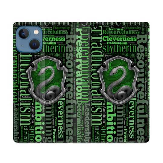 Housse Cuir Portefeuille Pour Iphone 14 (6.1) Harry Potter Serpentar