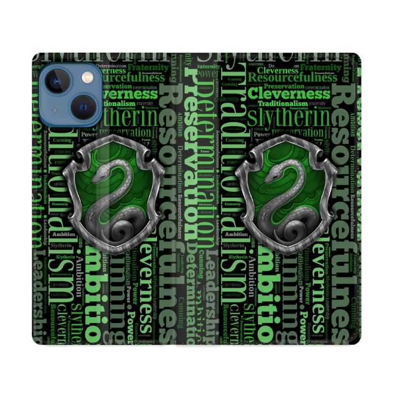 Housse Cuir Portefeuille Pour Iphone 14 (6.1) Harry Potter Serpentar
