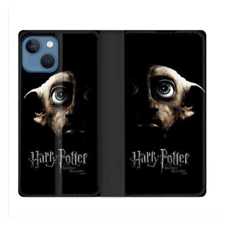 Housse Cuir Portefeuille Pour Iphone 14 (6.1) Harry Potter Hollows Dobby