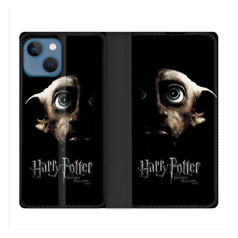 Housse Cuir Portefeuille Pour Iphone 14 (6.1) Harry Potter Hollows Dobby
